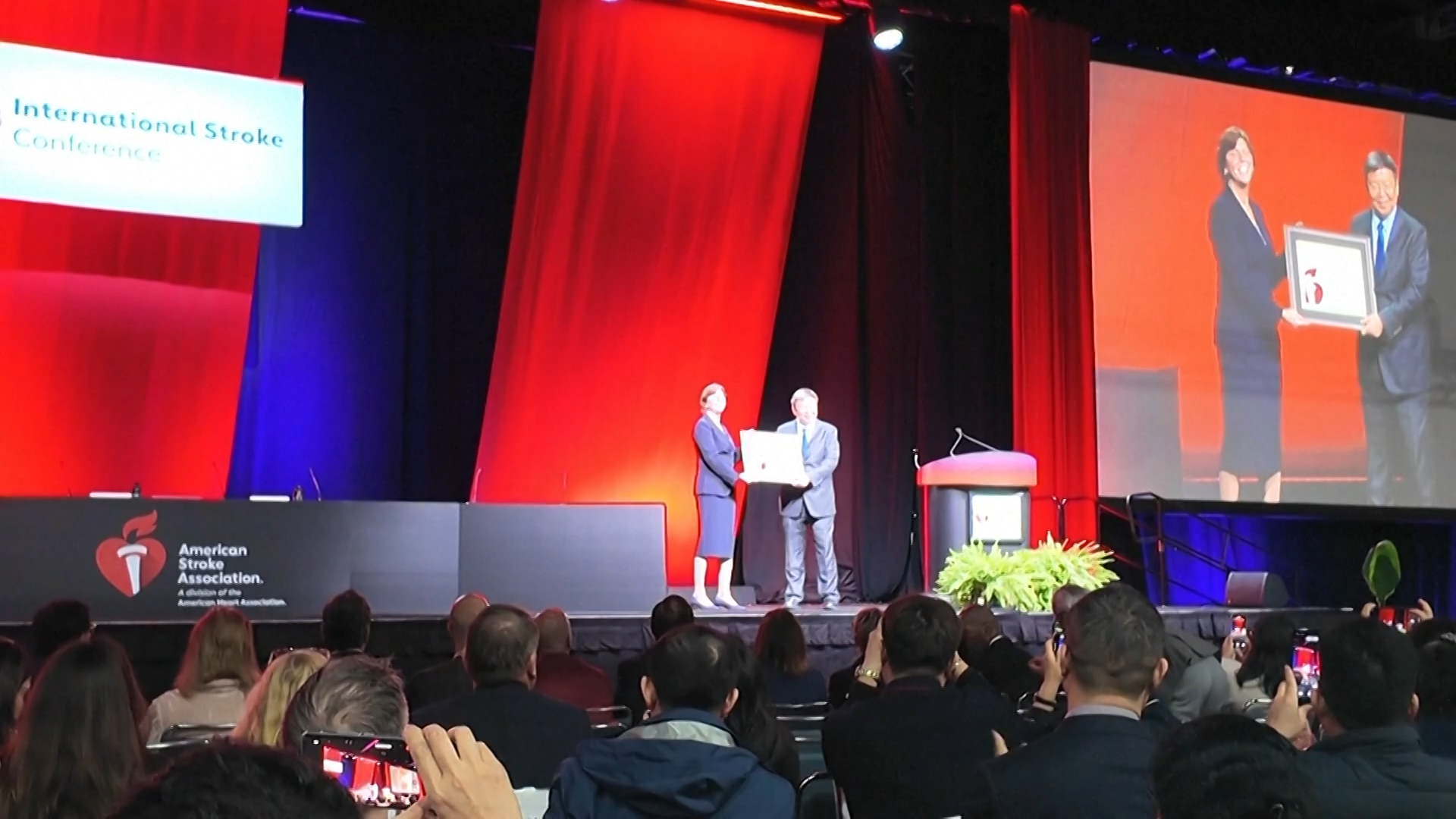 Chinese clinical scientist Wang Yongjun is granted the William M. Feinberg Award for Excellence in Clinical Stroke at the 2025 International Stroke Conference held in Los Angeles, U.S., February 5, 2025. /CMG