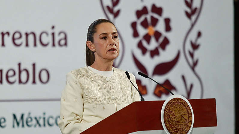 Mexico's President Claudia Sheinbaum speaks during a news conference at the National Palace in Mexico City, Mexico, April 16, 2025. /VCG