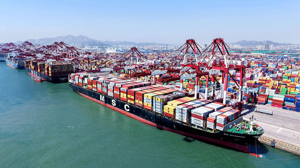 Cargo ships at Qingdao Port, Qingdao City, east China's Shandong Province, April 25, 2025. /VCG
