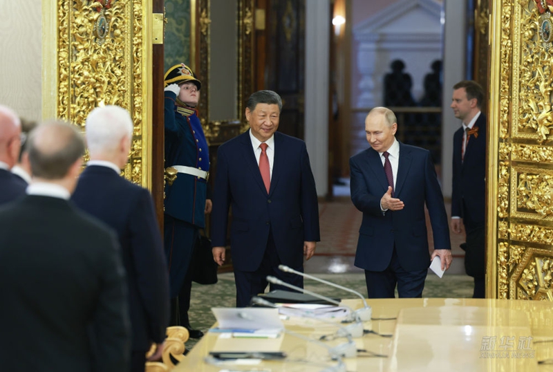 Chinese President Xi Jinping holds talks with Russian President Vladimir Putin at the Kremlin in Moscow, Russia, May 8, 2025. /Xinhua